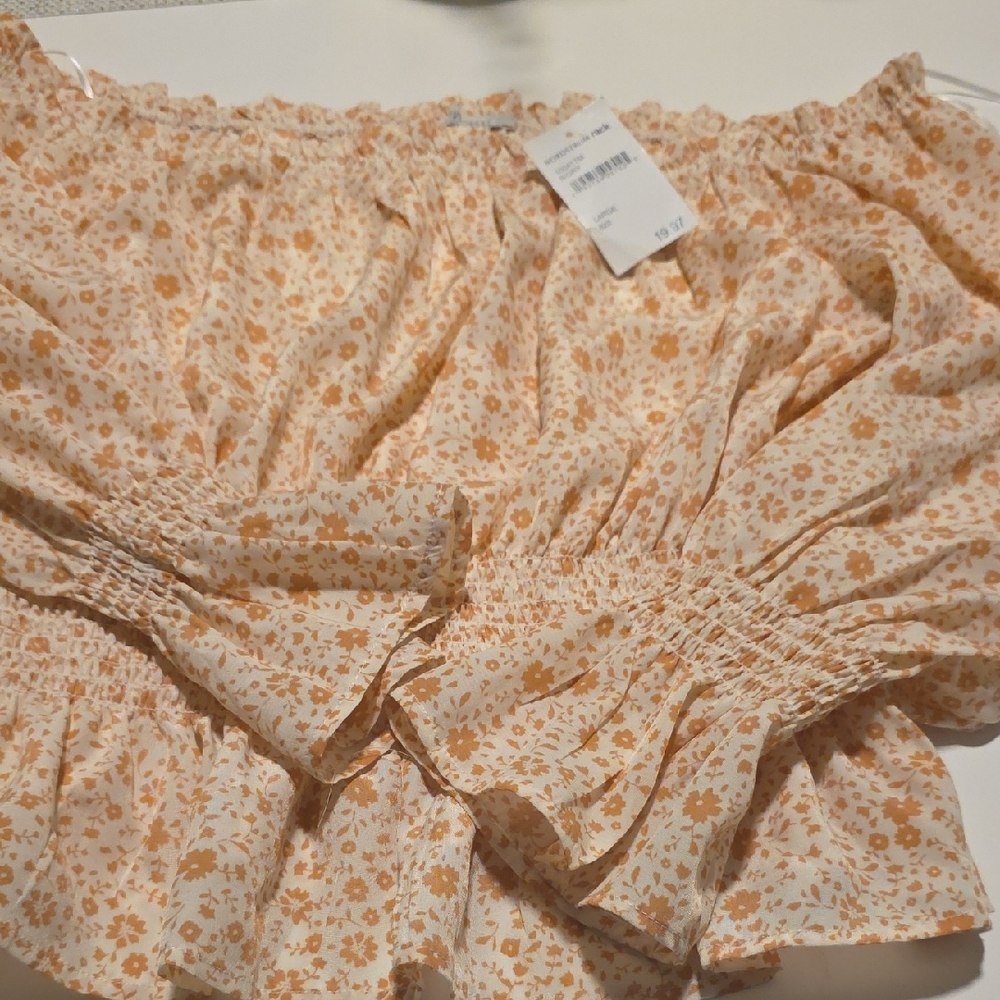 Nordstrom Ivory and Brown Floral Top